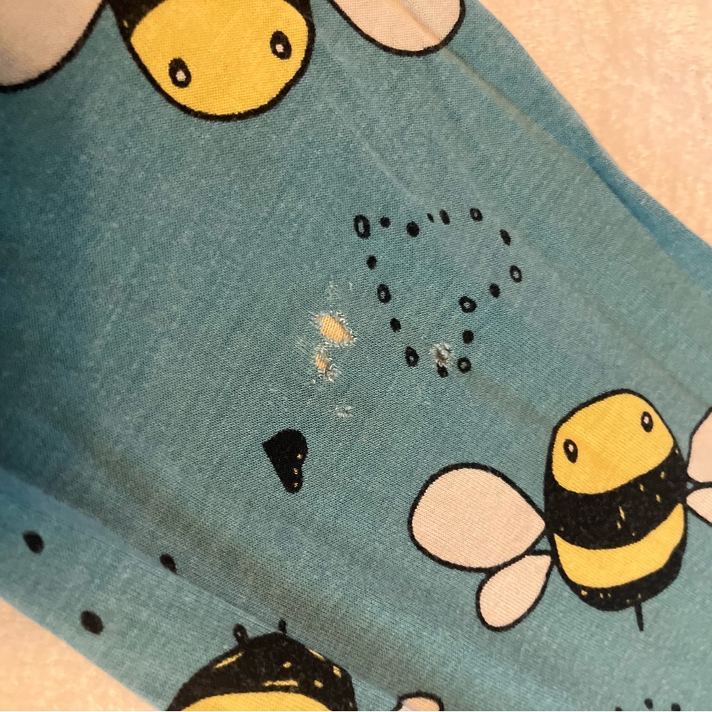 Little Sleepies Teal Bee Print Kids Pajama Set - Picture 3 of 6